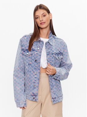 KARL LAGERFELD KARL LAGERFELD Džinsinė striukė Printed Denim 230W1406 Tamsiai mėlyna Regular Fit
