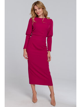 Makover Makover Sukienka codzienna K079 Fioletowy Regular Fit