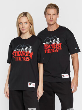 Champion Champion Póló STRANGER THINGS Unisex 217791 Fekete Custom Fit