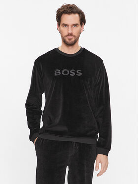 Boss Boss Majica dugih rukava Velour 50485863 Crna Regular Fit