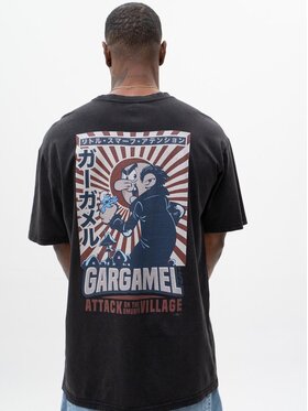 Smerfy Smerfy T-Shirt Gargamel luźna Acid Wash 117238 Szary Oversize
