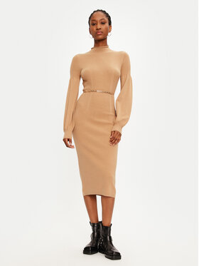 TWINSET TWINSET Kötött ruha 242TP3591 Bézs Slim Fit