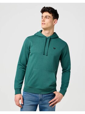 Wrangler Wrangler Bluza SIGN OFF HOODIE Zielony Regular Fit