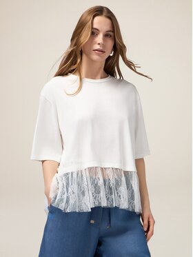 Oltre Oltre T-Shirt G395J004185N011 Biały Boxy Fit