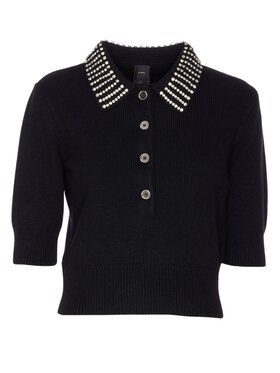 PINKO PINKO T-shirt Emilia maglia blend con strass Nero Slim Fit
