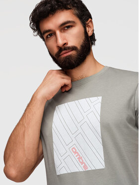 Ombre Ombre T-Shirt OM-TSPT-0259 Szary Regular Fit