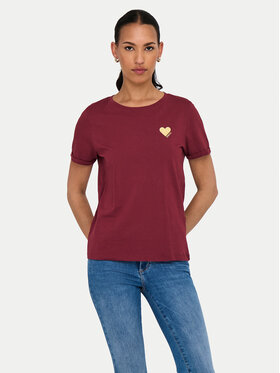 ONLY ONLY T-Shirt Kita 15244714 Bordowy Regular Fit