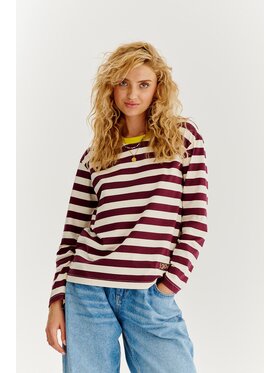 NAOKO NAOKO Longsleeve Meow Bordowy Regular Fit