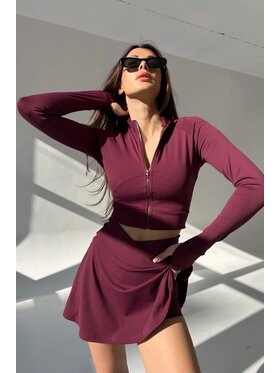 Chiara Wear Chiara Wear Kurtka przejściowa Kurtka na zamek SUMMER Bordowy Slim Fit