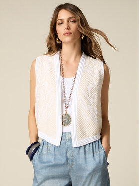 Oltre Oltre Sweter M428J005681N011 Biały Boxy Fit
