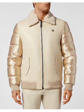 PHILIPP PLEIN PHILIPP PLEIN Kurtka skórzana 20847 Beżowy Regular Fit