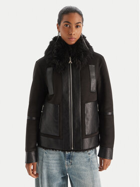 Patrizia Pepe Patrizia Pepe Cappotto in shearling 2O0176 E075 Nero Regular Fit