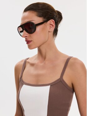 Nudyess Nudyess Top Alex z prążka Brązowy Slim Fit