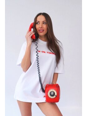 Chiara Wear Chiara Wear T-Shirt T-shirt bawełniany oversize TINDER Biały Oversize
