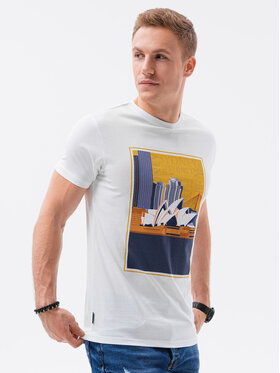 Ombre Ombre T-Shirt S1434 Biały Regular Fit