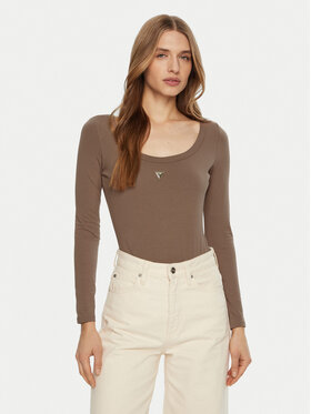 Guess Guess Боді V4YP07 J1314 Коричневий Slim Fit