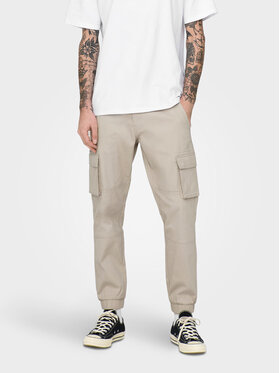 Only & Sons Only & Sons Bavlnené nohavice Cam 22016687 Béžová Tapered Fit