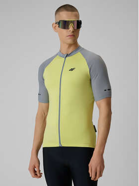 4F 4F Koszulka rowerowa GET LOST FEEL FOUND Żółty jasny Slim Fit