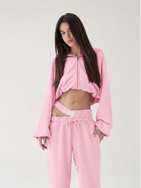MissDenim MissDenim Bluza Oversize Crop Zip Hoodie Różowy jasny Oversize