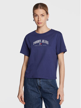 Tommy Jeans Curve Tommy Jeans Curve T-shirt Essential Logo DW0DW15118 Tamnoplava Regular Fit