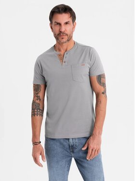 Ombre Ombre T-Shirt OM-TSCT-0206 Szary Regular Fit