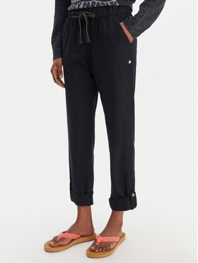 Roxy Roxy Штани з тканини On The Seashore ERJNP03294 Чорний Regular Fit