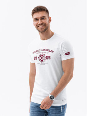 Ombre Ombre T-Shirt OM-TSPT-0137 Biały Regular Fit