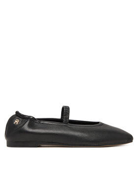 Tommy Hilfiger Tommy Hilfiger Baleriny Soft Leather Ellastic Ballerina FW0FW09245 Czarny