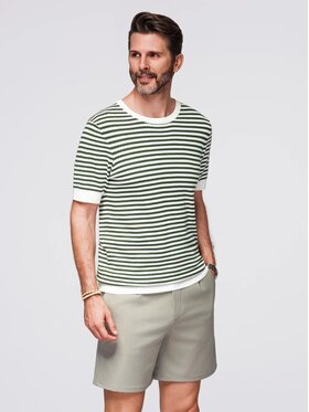 Ombre Ombre T-Shirt OM-TSCT-0255 Zielony Slim Fit