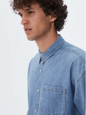 Americanos Americanos camicia di jeans Unisex Michigan Blu Oversize