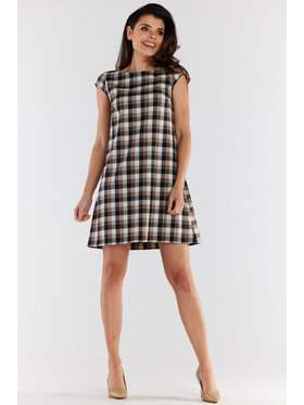 Awama Awama Sukienka letnia A490 Brązowy Basic Fit