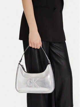 Calvin Klein Calvin Klein Kabelka Bold Ck Metallic Shoulder Bag LV04F3332G Stříbrná