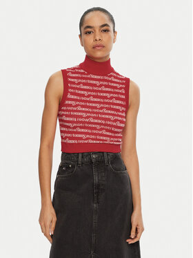 Tommy Jeans Tommy Jeans Bluză cu gât DW0DW19346 Roșu Slim Fit