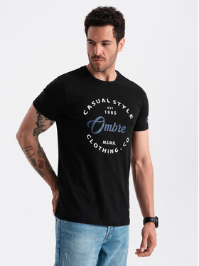 Ombre Ombre T-Shirt OM-TSPT-0144 Černá Regular Fit