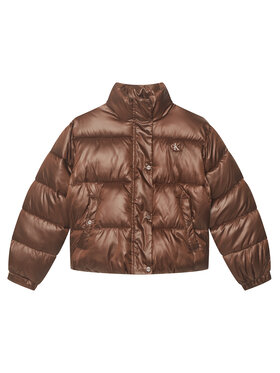Calvin Klein Jeans Calvin Klein Jeans Kurtka przejściowa Minime Shiny Short Puffer LVCKTJM01G Brązowy Regular Fit