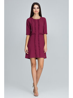 FIGL FIGL Sukienka M618 Bordowy Regular Fit