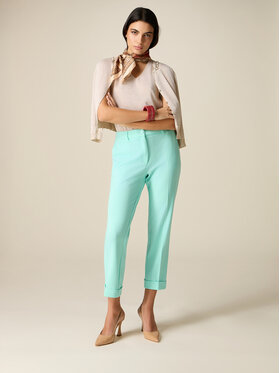 Oltre Oltre Pantaloni di tessuto P079R108899N015 Turchese Cropp Fit