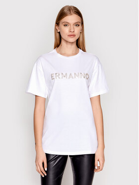 Ermanno Firenze Ermanno Firenze T-Shirt D40EL060EG3 Biały Regular Fit