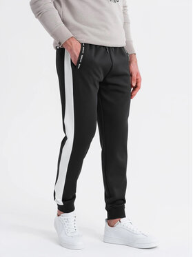 Ombre Ombre Spodnie dresowe OM-PASK-0229 Czarny Regular Fit