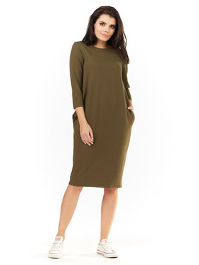 Awama Awama Úpletové šaty L059 Khaki Basic Fit