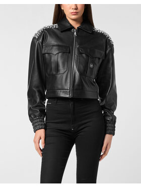 PHILIPP PLEIN PHILIPP PLEIN Giacca di pelle 26385 Nero Slim Fit