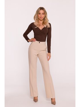 Stylove Stylove Spodnie garniturowe S418 Beżowy Wide Leg