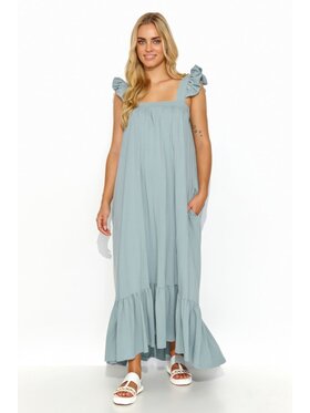 Makadamia Makadamia Sukienka letnia M817 Niebieski Loose Fit