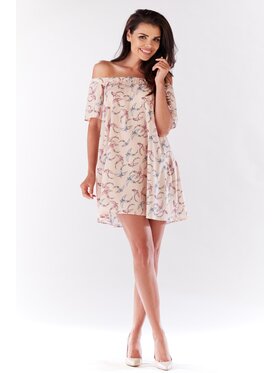 Awama Awama Sukienka letnia A175 Różowy Basic Fit