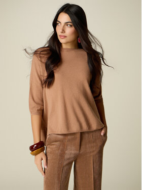Oltre Oltre Sweter M208E002228N012 Kremowy Boxy Fit