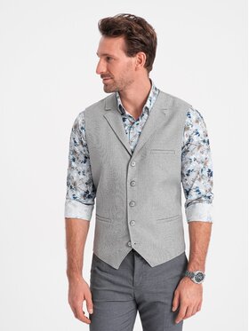 Ombre Ombre Kamizelka OM-BLZV-0109 Szary Fitting Fit