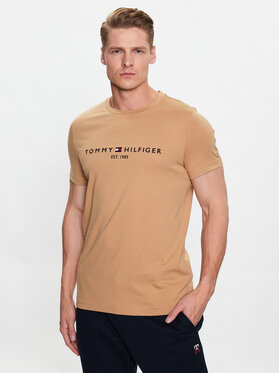 Tommy Hilfiger Tommy Hilfiger T-Shirt Logo MW0MW11797 Brązowy Slim Fit