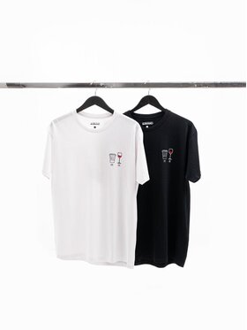 MyStars MyStars Komplet t-shirtów Zestaw koszulek Wine Coffe dzień noc AM-PM M Czarny Regular Fit