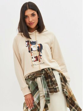 Manii'ta Lacitta Manii'ta Lacitta Bluza Printed Hoodie Beżowy Regular Fit