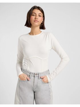 Lee Lee T-Shirt CORSET TOP Biały Slim Fit